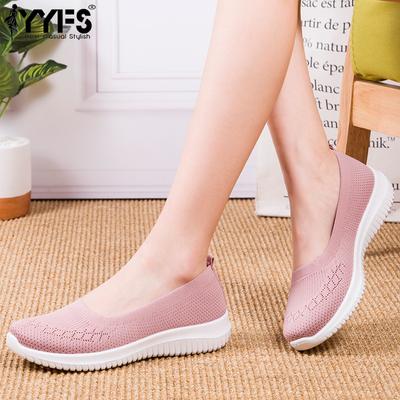 BAIRUILUN Sapatos Femininos Primavera Verão Meias de Tricô Tênis Femininos Sapatos de Calçar Leves Sapatos Planos Esportivos Femininos Mocassins Plus Size