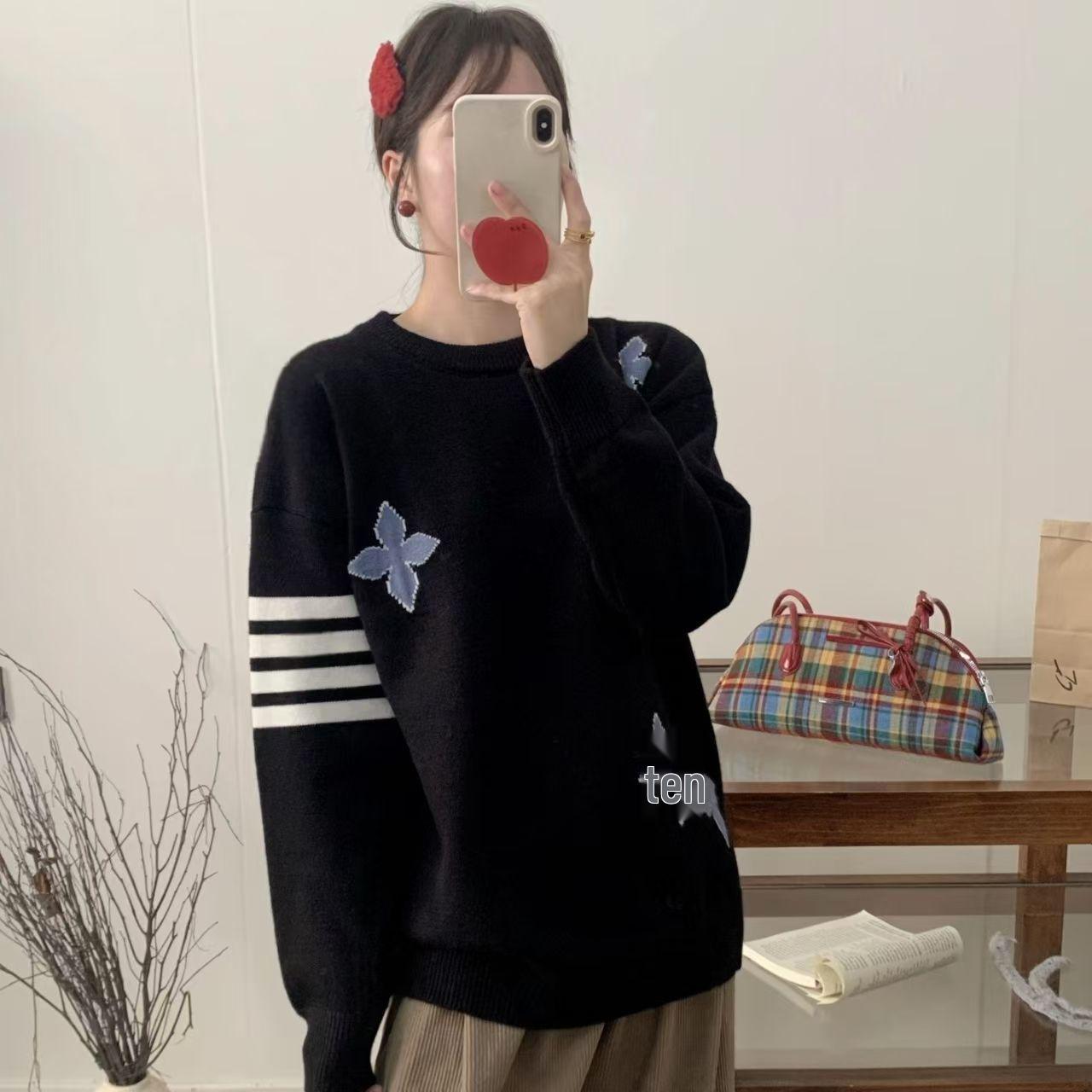 Men s Four-Bar Striped Knit Sweater - Trendy Luxury Autumn/Winter Business Style XXL