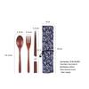 Japanese Korean Wooden Spoon & Chopsticks Set - Portable Tableware for Soup, Rice, and Serving.