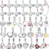 Sparkling Birthstone Charm Bead Charms Copper Heart Key Birthday Pendant Fit Authentic Necklaces Bracelets Women Jewellery Do It Yourself Gift