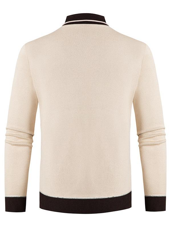 Men's Fall and Winter Casual Colorblocking Knit Sweater Youth Slim Commuter Sweater