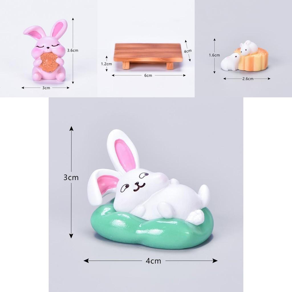 Delightful Mid-autumn Festival Series Resin Rabbit Eat Mooncake Micro Landscape Decoration