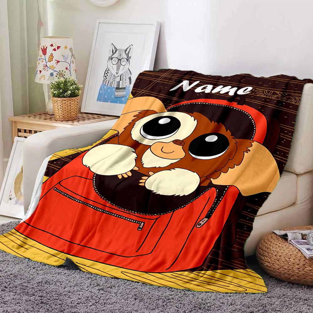 Custom Name Gremlins Theme Printed Blanket - Perfect for Couch, Bed, Travel & Outdoor Use | Machine Washable, Cozy & Durable.