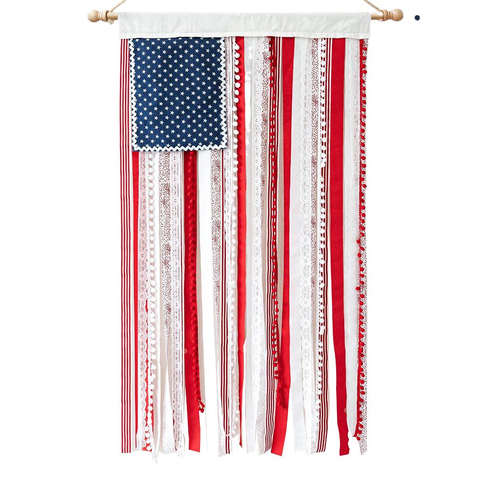 American Bunting Flag Rag Garland Rustic Flag Independence Day Day 4x2.3Ft For 4th Of Garden Fl N2C5