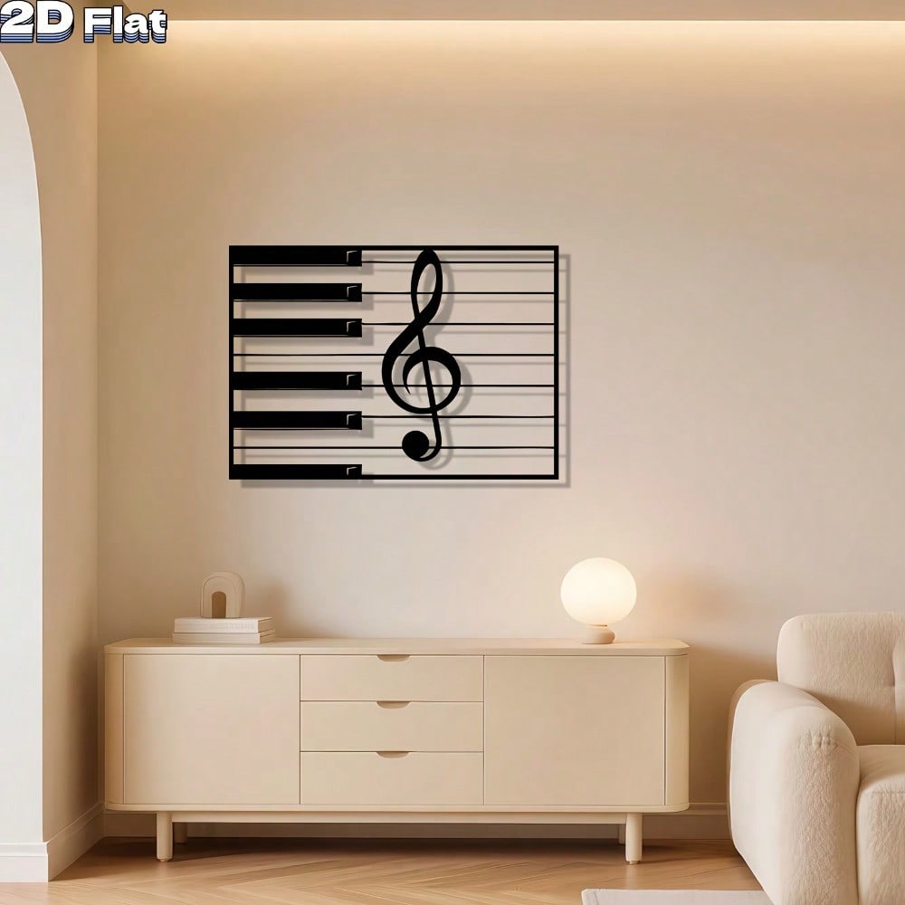 Modern Musical Metal Wall Sculpture, Iron Notes Home & Garden Decor Gift