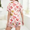 Women's Casual Fashion Christmas Print Short,sleeved Home Wear Button,down Short,sleeved T,shirt And Shorts Pajamas
