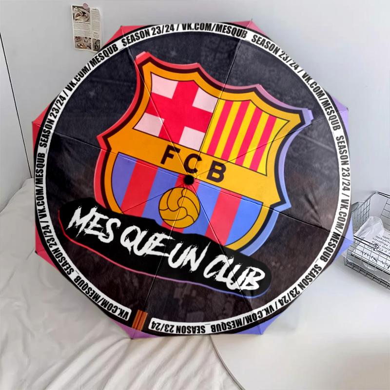 FC Barcelona  Pattern, Automatic Folding Umbrella, Portable and Foldable Design, 8 Ribs, a Christmas or Birthday Gift.