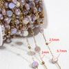 1M Stainless Steel Round Crystal Beaded Chains Gold Color Link Chain for DIY Boho Necklace Bracelet Chain Jewelry Making Materia