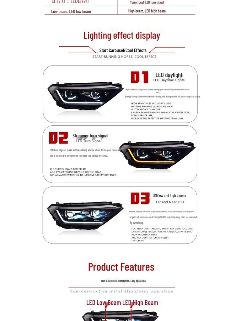 LED Projector Headlights with Turn Signals for 2019-2025 VW New Sagitar