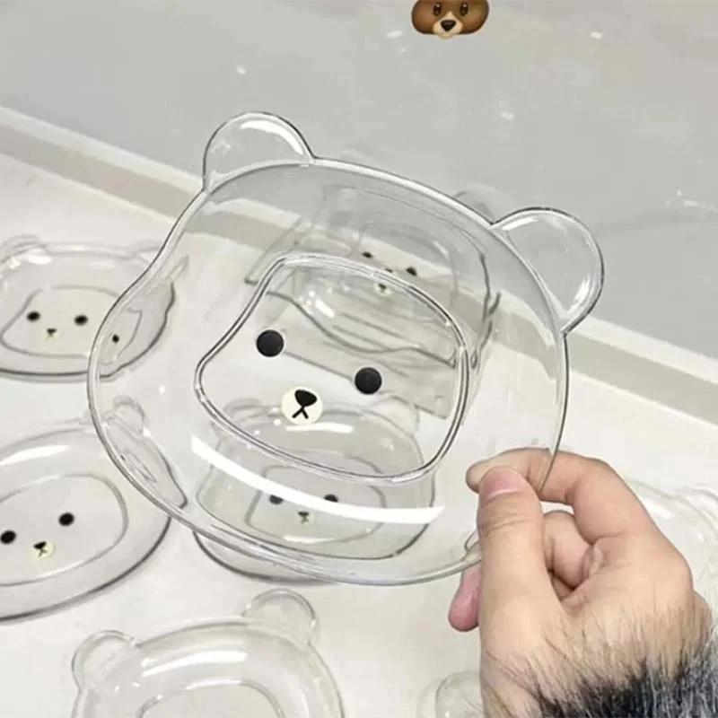 Mini Søt Tegneserieform Bjørn Spyttbeinsskål Kreativ Skrivebordsavfallsbrett Snackmatrester Fruktfat Kawaii Kjøkkenbordsservise
