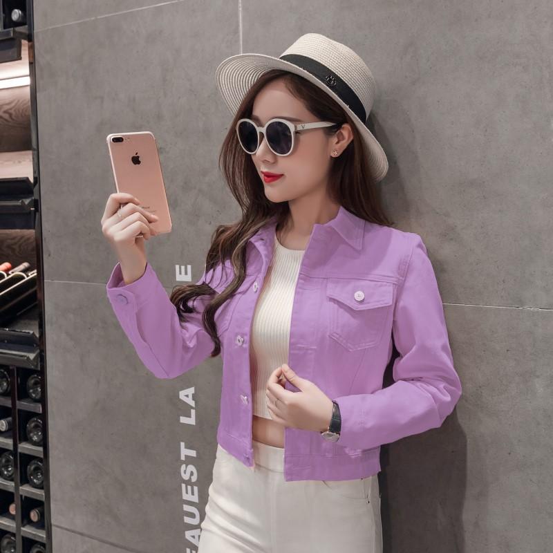 

GMXIA Весенняя облегающая куртка Маленькая повседневная джинсовая куртка в стиле Гонконга для женщин XXL фиолетовый