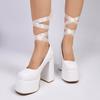 Cross Strap High Heel Single Shoes Super Thick Heel Sexy Waterproof Table Hate Sky High Fashion Shoes