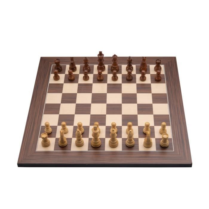 Jeu d'échecs de Luxe - ENGELHART - Bois marqueté Erable et Noyer - Pièces sculptées - Marron/Naturel