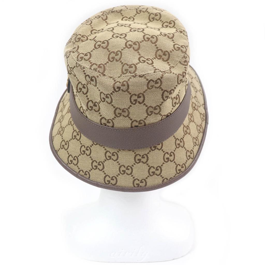 Excellent GUCCI Hat GG Canvas Bucket Beige Cotton Mens 576587 Used