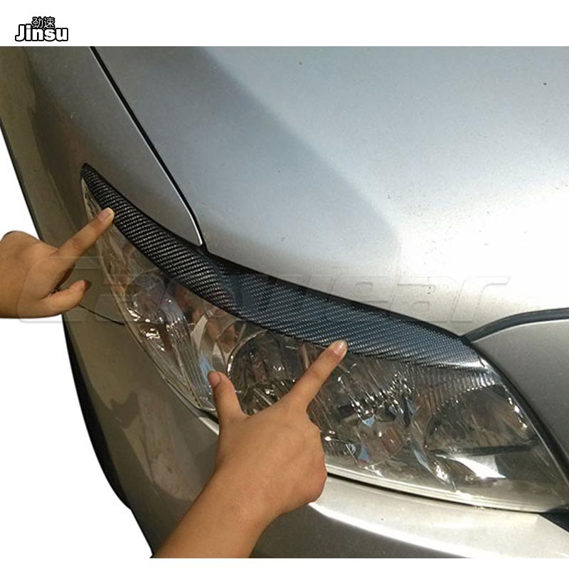 Carbon Fiber Car Headlight Eyebrow Cover Trim Sticker Head Lamp Eyelid For Toyota Corolla 10th 2007 - 2009 Fiber Glass Eyebrow