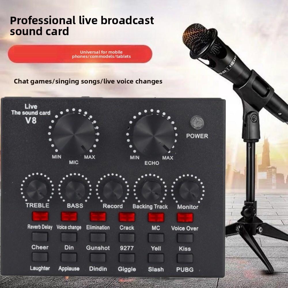 Studio Record Mic Sound Card Karaoke Recording External Sound Card V8 Sound Card  PC Computer
