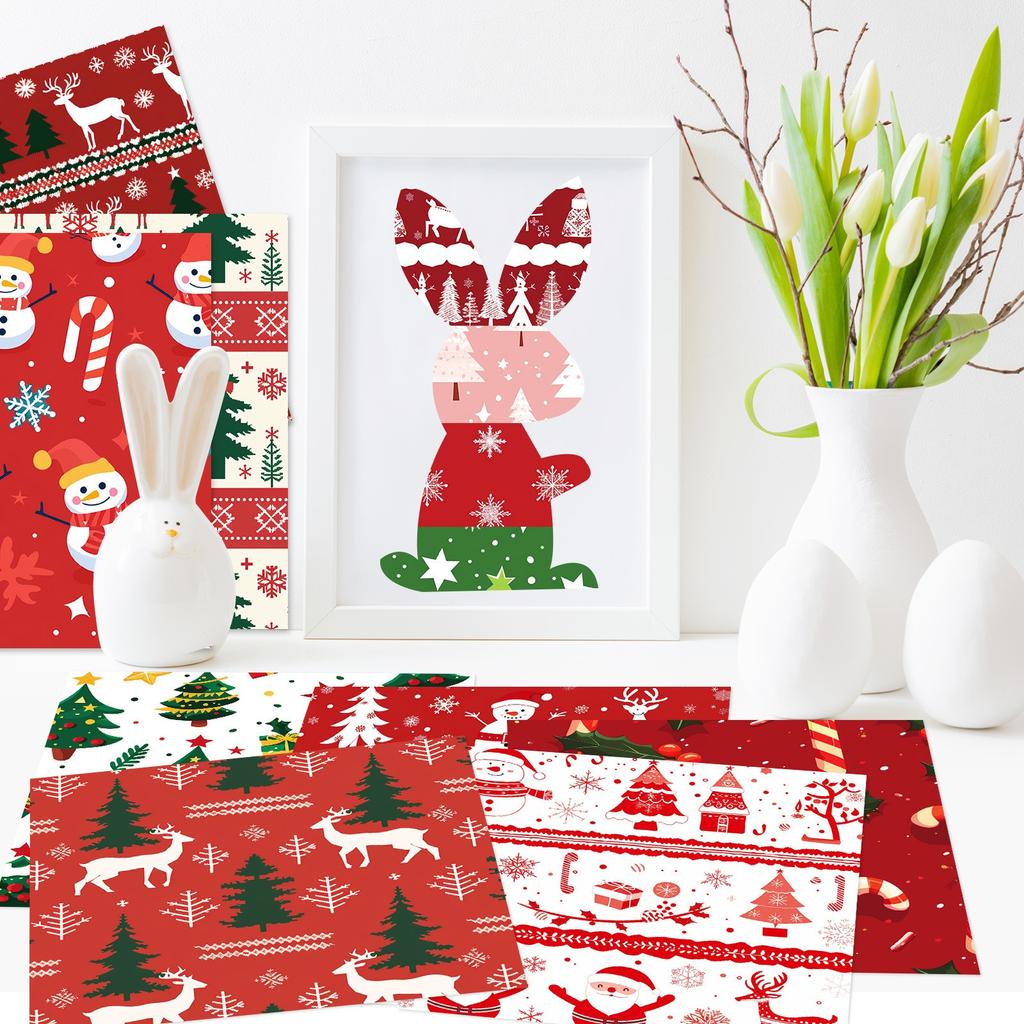 Christmas Patterned Paper Set, Decorative Paper For Card Making, Crafting, Scrapbooking, Decoration12pcs