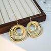 European and American Multi-Layer Hollow Metal Geometric Tassel Earrings