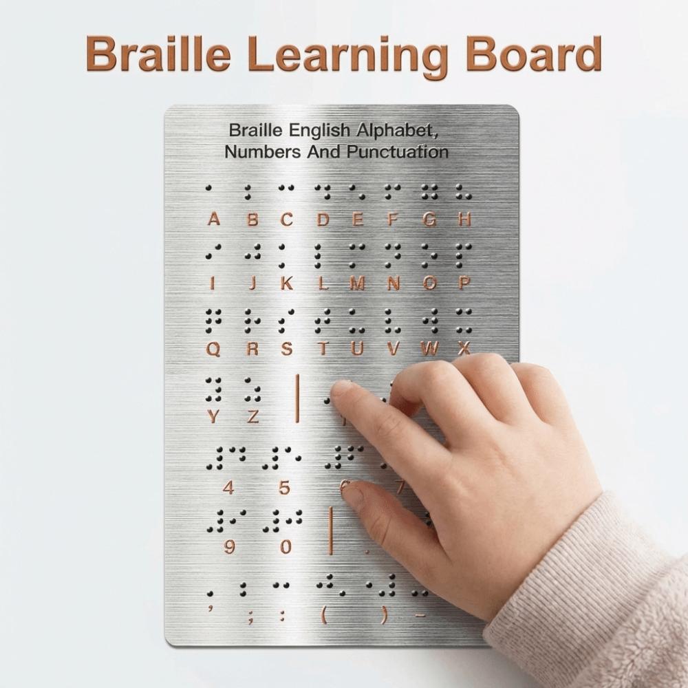 לוח אותיות ברייל יעיל פנל אותיות ומספרים טקטילי מאלומיניום ללימוד ילדים עיוורים