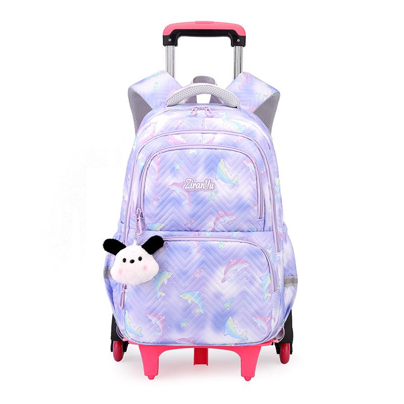 Zaino Scolastico per Bambini con Ruote Borse per Studenti per Ragazze Borsa Trolley Cartella Carina Zaino con Ruote Bambina Ragazze
