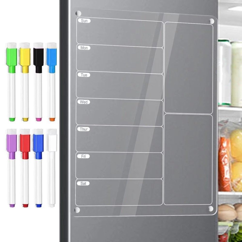 Reusable Magnetic Acrylic Weekly Planner Transparent Erasable Memo Board Kitchen