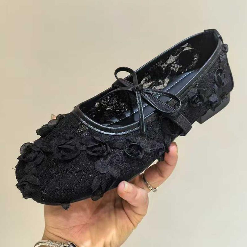 

2025Балетки Женские Лоферы Обувь Элегантная Сетка Кружево Обувь Дизайнерская Мелкая Женская Кроссовка Летняя Женская Обувь 35 чёрный