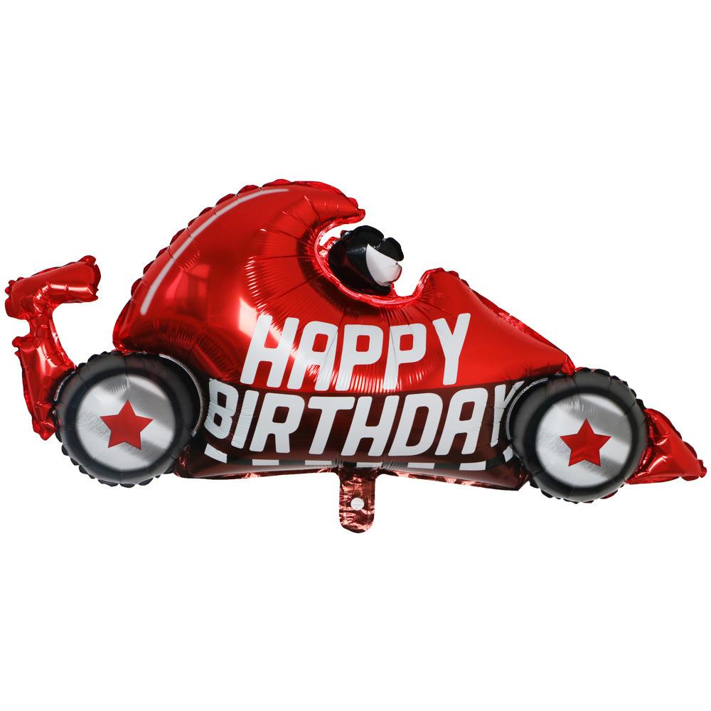 Tire Helmet Balloon 18 Inch Black And White Plaid Round Aluminum Film Balloon Racing Theme Party Decorative Balloon