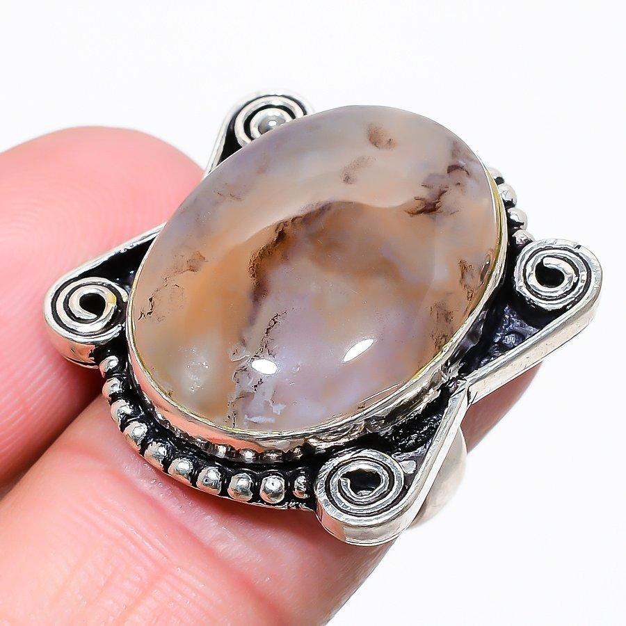 

Russian Dendritic Gemstone 925 Sterling Silver Jewelry Ring Size 6 h3s75