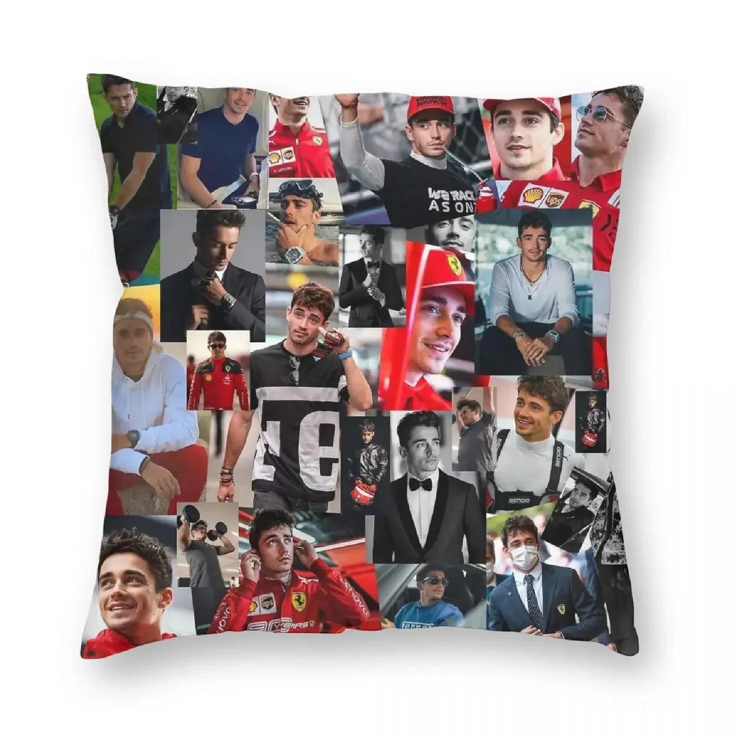 

Чарльз Леклер Монакский Гонщик Коллаж Наволочка Печать Подушка Декор Декоративная Наволочка Дом ,(2) 30x30cm
