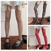 Women Gothic Fishnet Mesh Garters Thigh High Stockings Tights Hollowed Sweet Heart Patterned Sheer Suspender Pantyhose