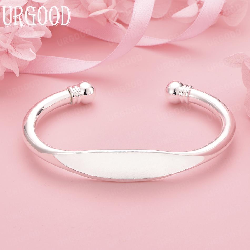 925 Sterling Silver Fashion 5mm Smooth Bangle Wedding Jewelry 62mm