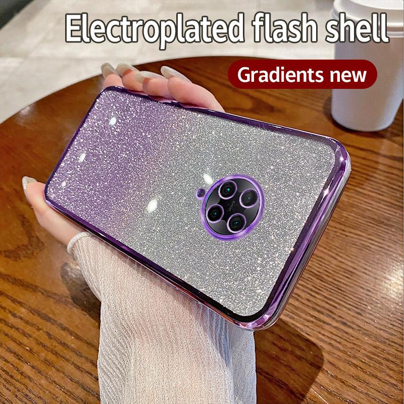 Carcasă pentru Xiaomi Poco M2 Pro, carcasă de telefon Xiaomi Poco M2Pro, sclipici strălucitor, placare cu silicon, lentilă pentru cameră, capac spate moale