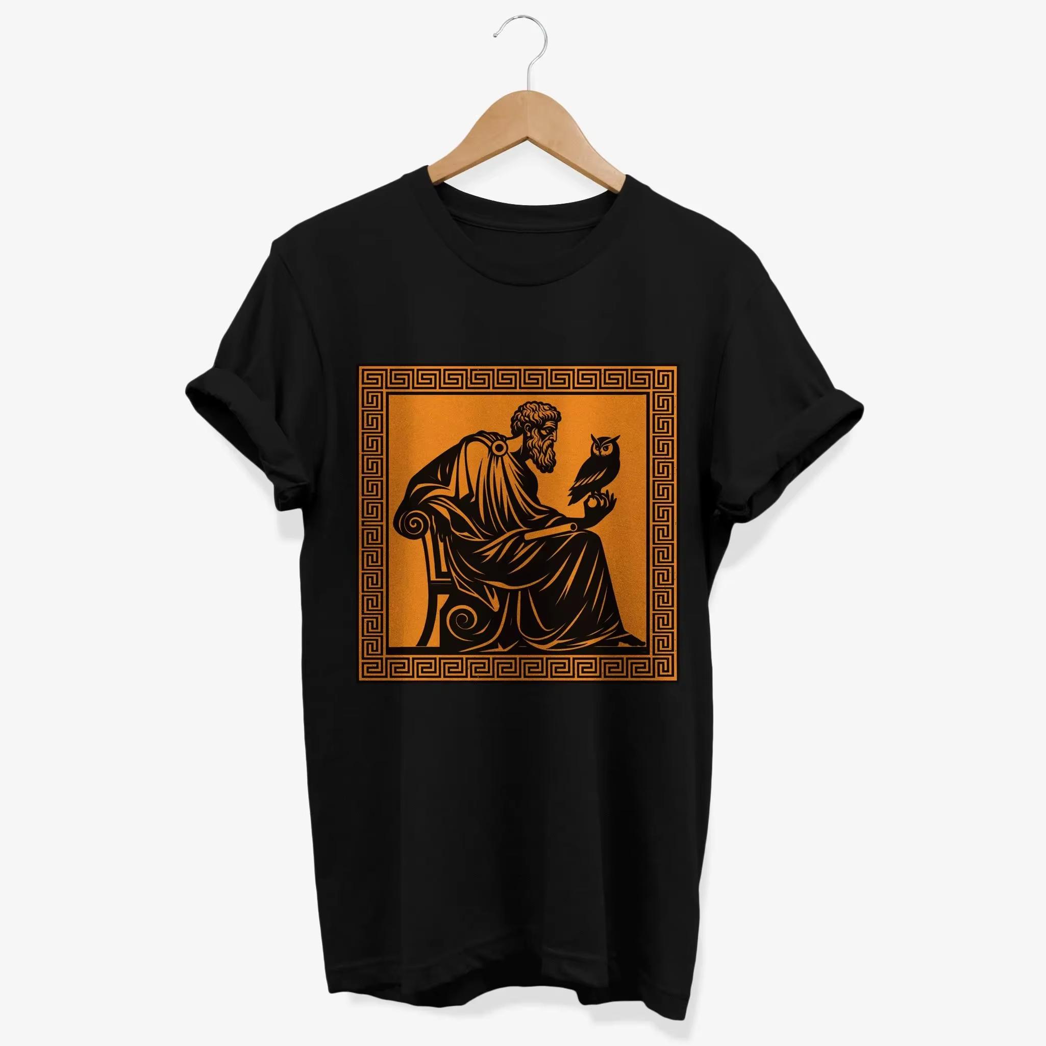 Summer Mens Socrates Philosopher Ancient Greek Art Printed Round Neck Tshirt Philosophy Gift Teacher Pure Cotton Short Sleeve S