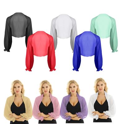 Womens Wedding Capes Bridal Dress Shawl Wraps Bolero Shrug Chiffon Cardigan Top Solid Color Shawl