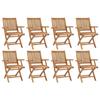 VidaXL Folding Garden Chairs, 8 Pcs Solid Teak Wood