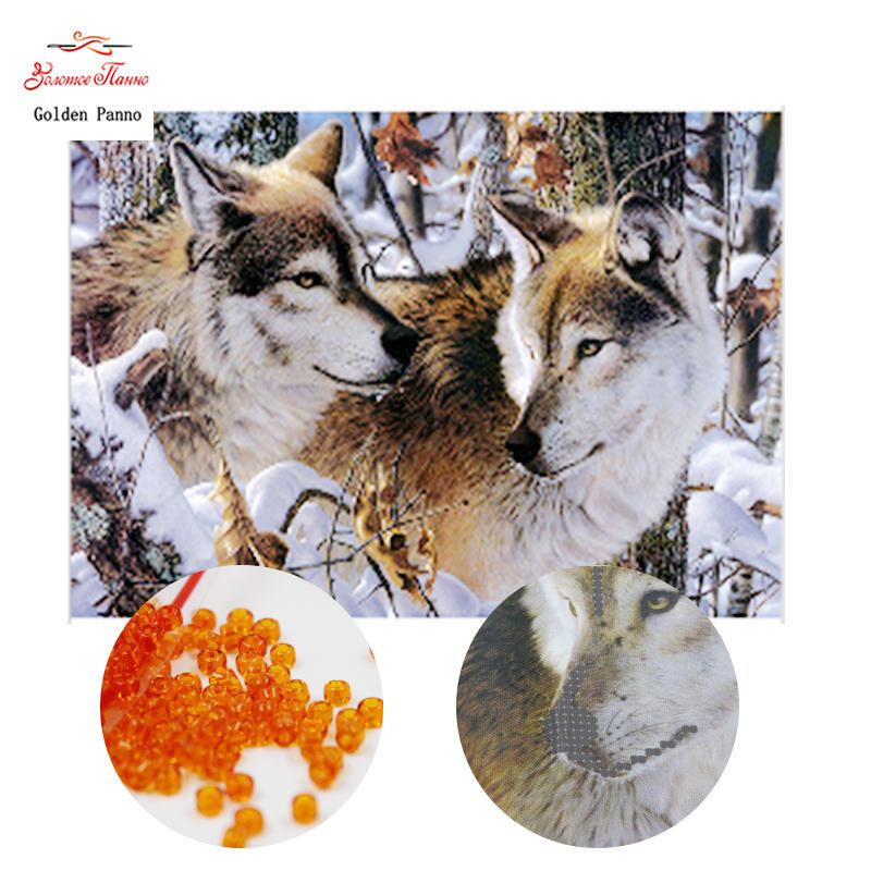 

DIY шарик крест стежка точный печатных вышивка, живопись животные шаблон волк