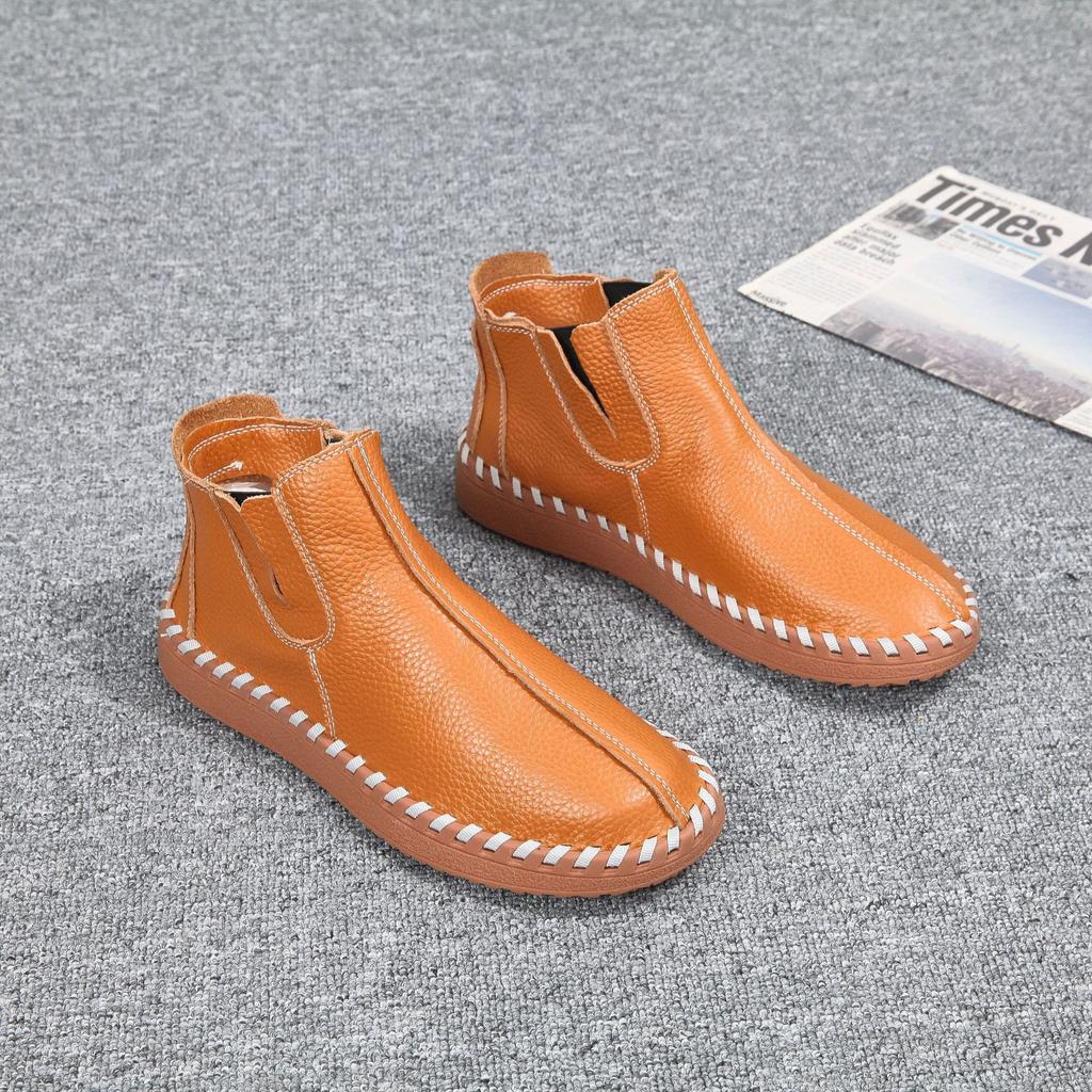 Fashion Men's Leather Boots Genuine Leather Handmade Leather 2025 Autumn New Fashion High Tops Anti Slip Comfortable Outdoor Men's Shoes