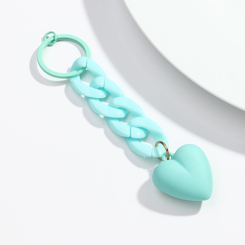 Handmade Heart Keychain Acrylic Plastic Link Chain Key Ring For Women Girls Handbag Pendant Accessorie Car Keys Jewelry Gifts