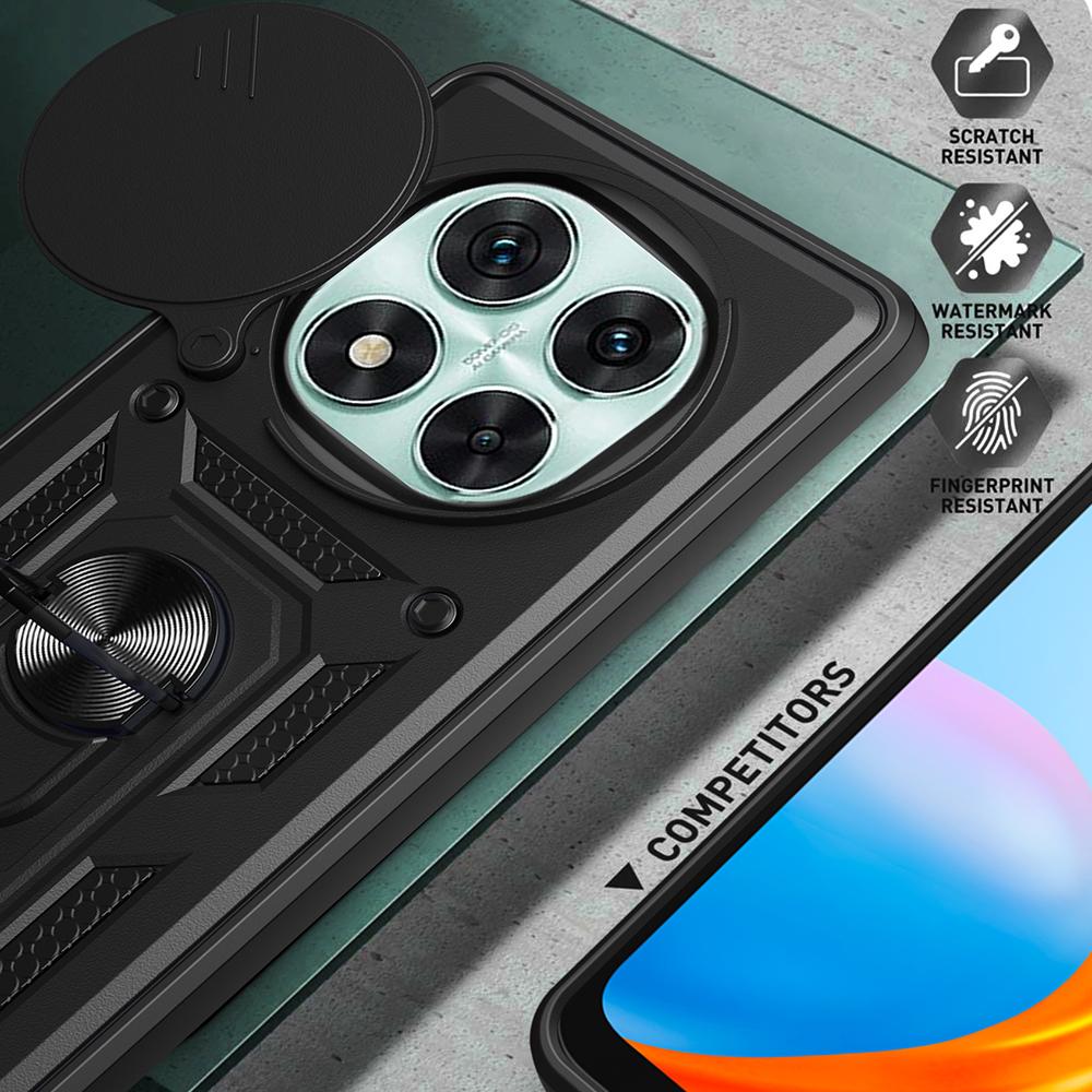 For Xiaomi Redmi Note 14 Pro 5G/Poco X7 5G Case with Slide Camera Lid PC+TPU Kickstand Phone Cover