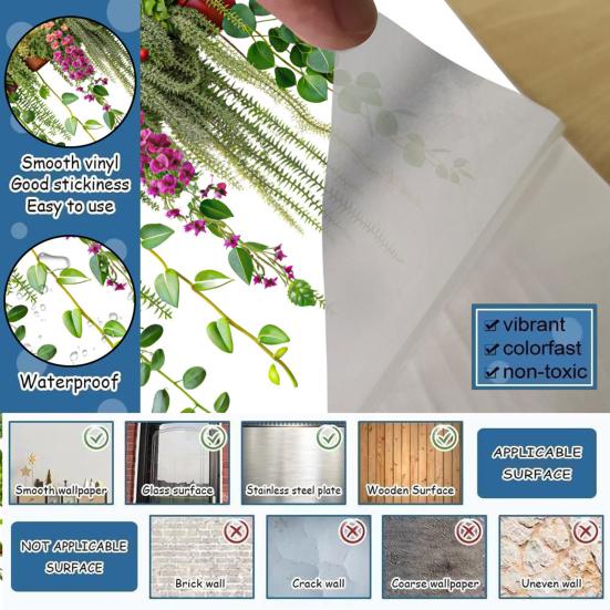 Pegatinas de Pared de Enredaderas Colgantes Plantas Verdes Hojas Pegatina de Pared Extraíble Pelar y Pegar Murales Artísticos de PVC para Sala de Estar Dormitorio Aula Cocina