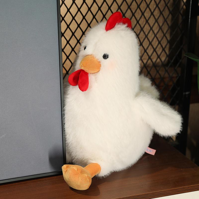 30cm Pluizige Kip Pluche Speelgoed Schattige Boerderijdier Witte Gele Kip Pluche Knuffels Grappige Natte Kuiken Poppen Meisje Jongen Cadeau Huisdecoratie 28-30cm wit