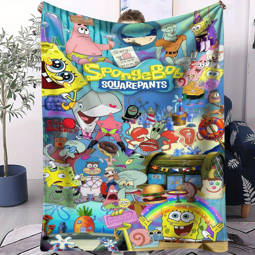 SpongeBob: Lively&Vibrant All-Character Group Portrait Print Blanket Soft Multifunctional Decortive Universal Throw Blanket Gift