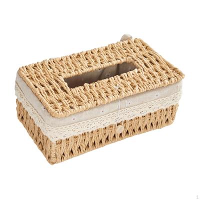 Facial Napkin Holder Hand Woven Tissue Box Cover Decoration Case Dispenser for Bedroom Vanity