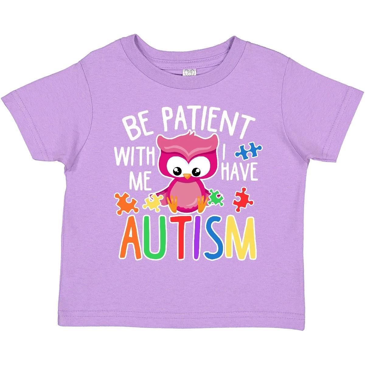 Inktastic Be Patient With Me I Have Autism With Owl And Puzzle Toddler T-Shirt 110