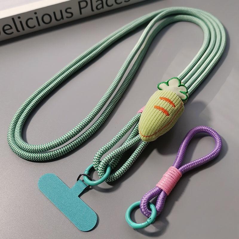 Roztomilá mrkev, zajíček, šňůrka na mobilní telefon, crossbody s dvojím použitím, ramenní popruh, Ins, horolezecké lano pro venkovní turistiku, dlouhé a krátké styly