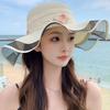 Summer Beach Straw Sun Hat Breathable Sun Hat Travel Wide Brim Summer Straw Hats with Ribbon for Outdoor Sports Hiking Travel