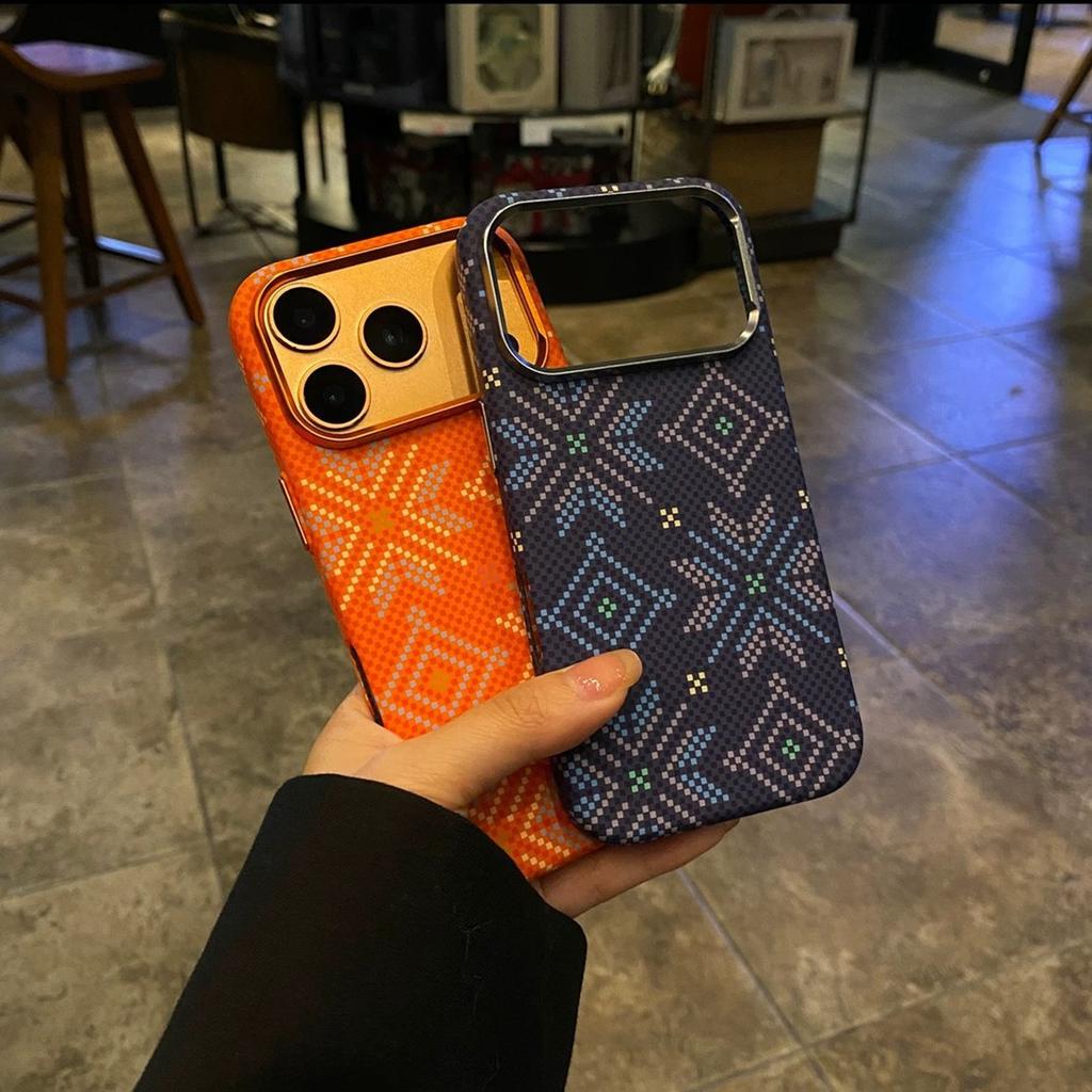 Applicable To iPhone11promax Rhombus Pattern Magnetic Mobile Phone Case Kevlar Pattern Apple 11 Ultra-thin PC Protective Case