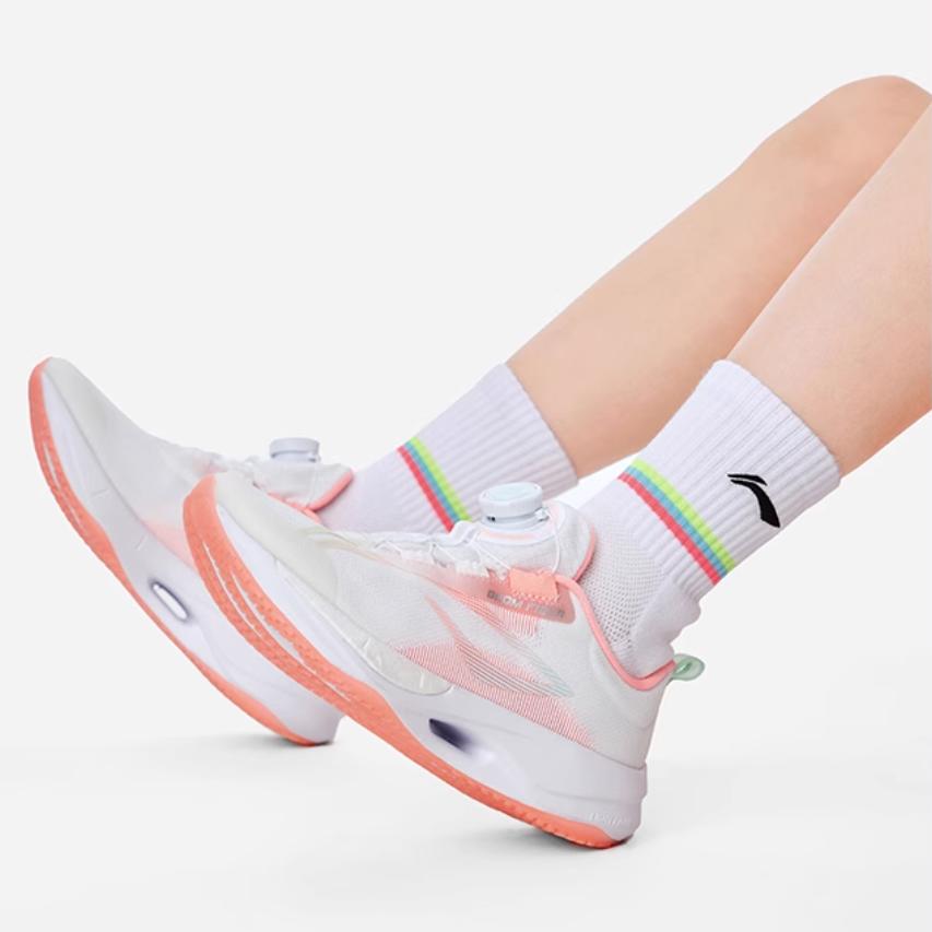 Li Ning Kids Ultra Light 21 Comfortable Simple Non-Slip Shock Absorbing Breathable Low Top Running Shoes Kids Running Shoes White Pink YKFU034-6