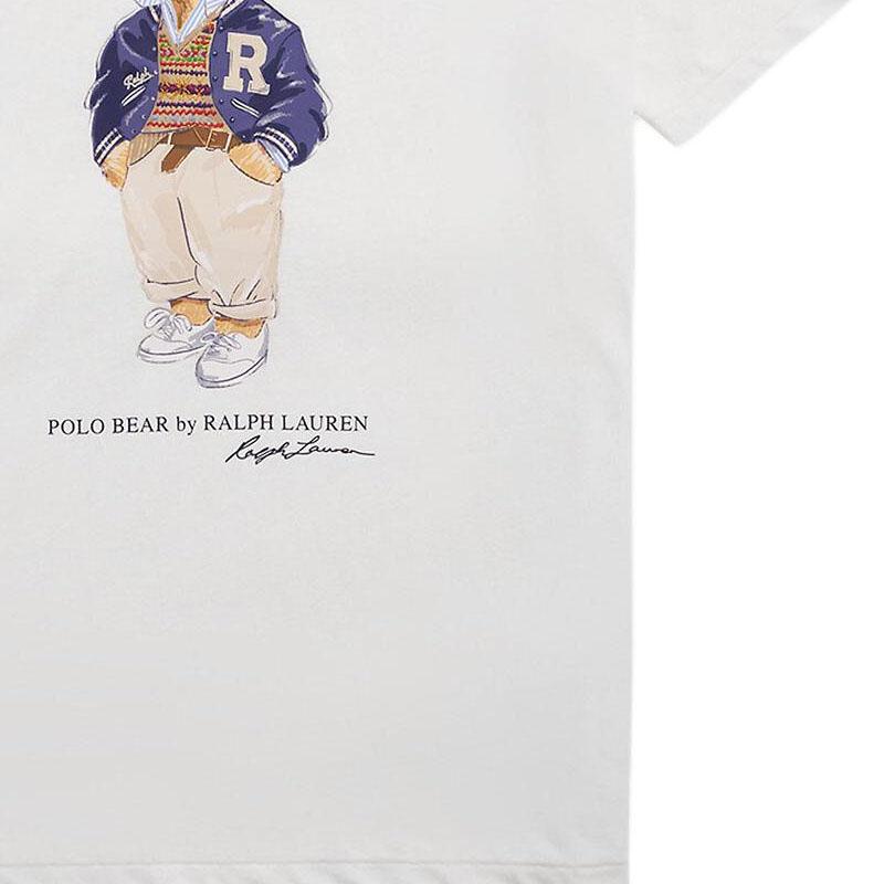 Polo Ralph Lauren Letter Print Pattern Round Neck Short Sleeve T-Shirt Women T-Shirt White 211941205-001