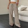 Temperament Casual Pants In Autumn New Product Solid Color Straight Loose Elastic Waist Women's Trousers